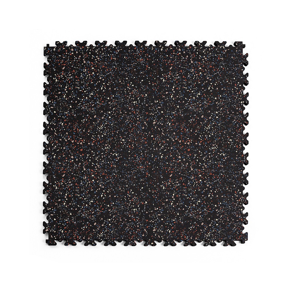 Kvalitná a odolná čierna recyklovaná podlaha Fortelock ECO Granit s potlačou (7 mm)